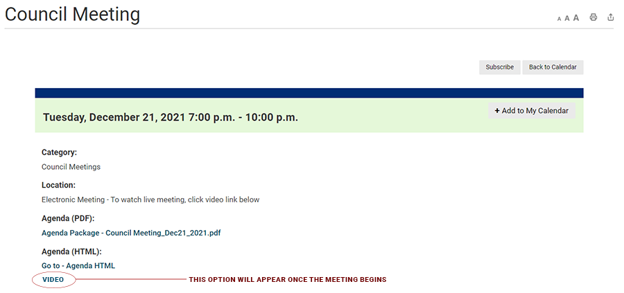 Screenshot of what the event listing looks like